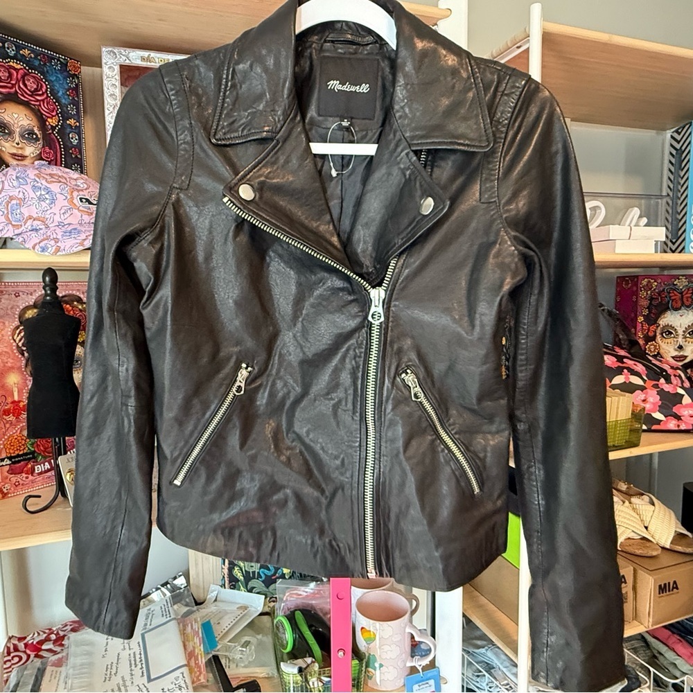 Madewell Black MotoLeather Jacket Size Medium NWOT
